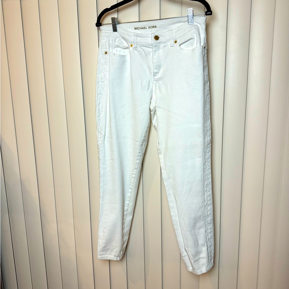 Michael Kors White Jeans With Lace Detail Size 30